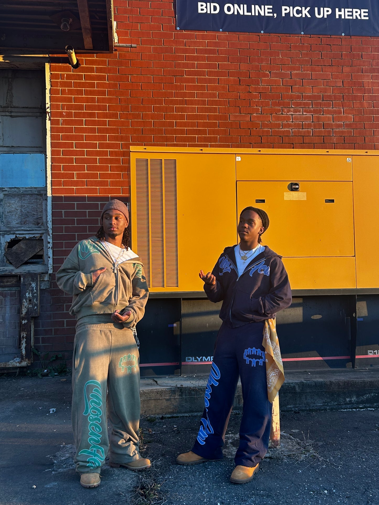 CF Green Washed Baggy Double Waisted Sweats