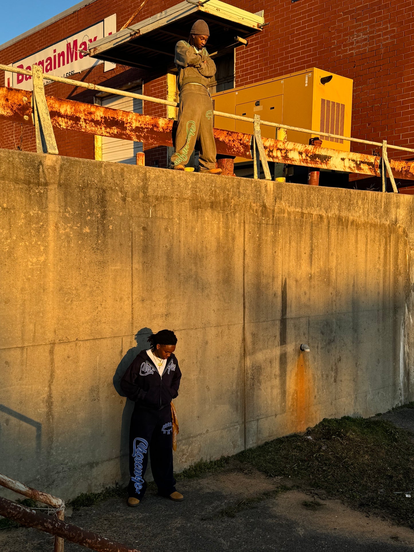 CF Blue Washed Baggy Double Waisted Sweats